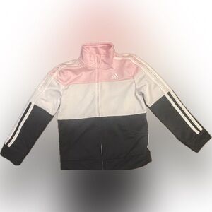 Adidas Toddler Track Suit Jacket Girls Size 3T Black White Pink Long Sleeve Kids